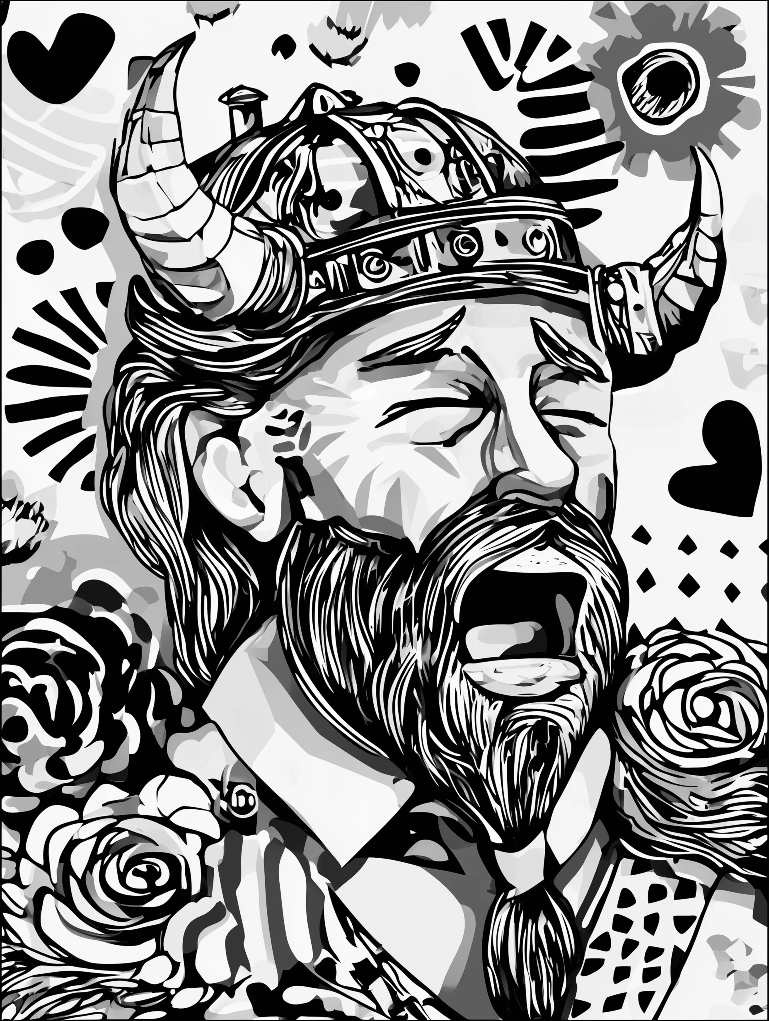 Free printable viking coloring page for adults featuring a very upset viking man